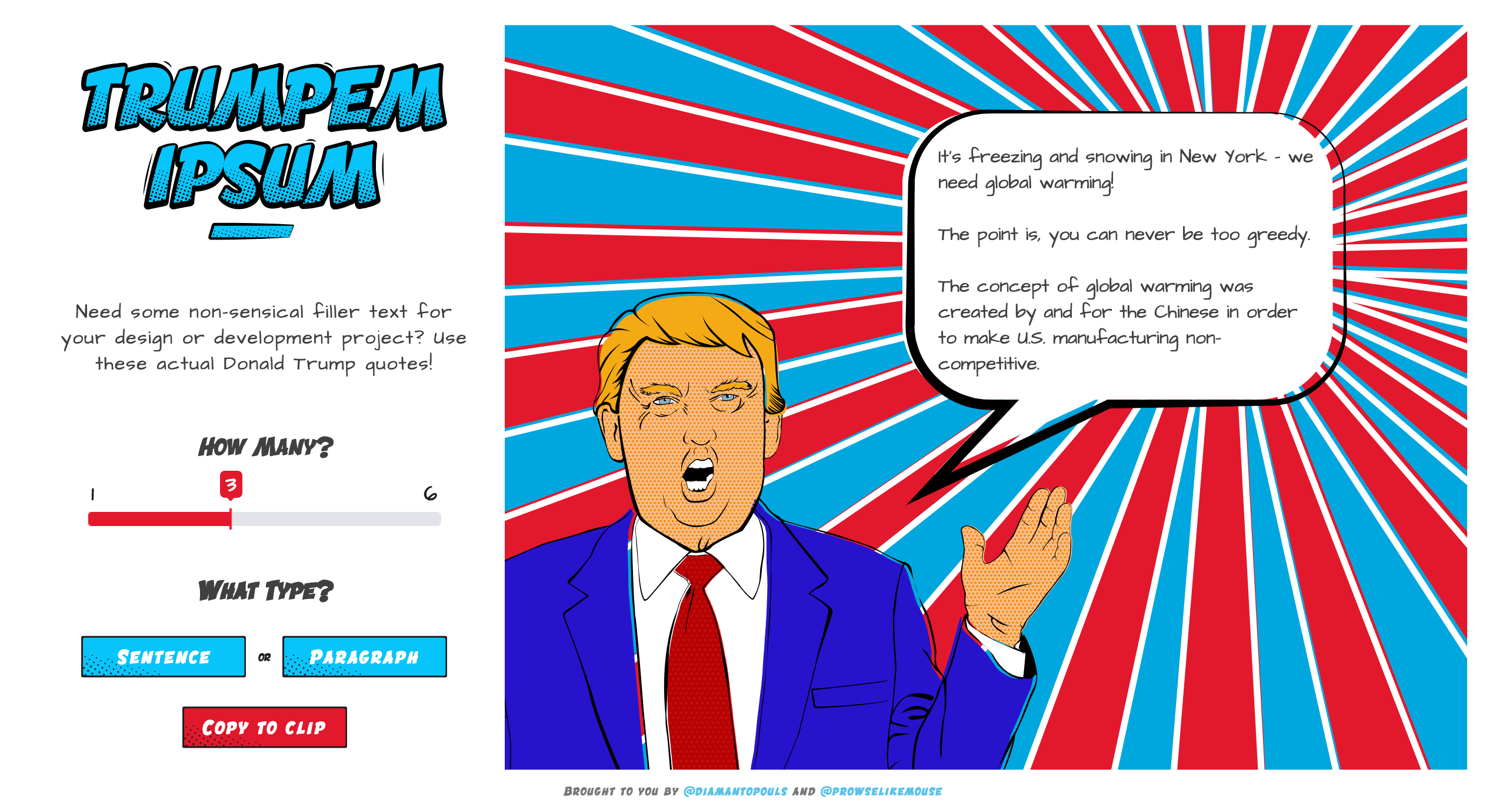 Trumpem Ipsum landing page