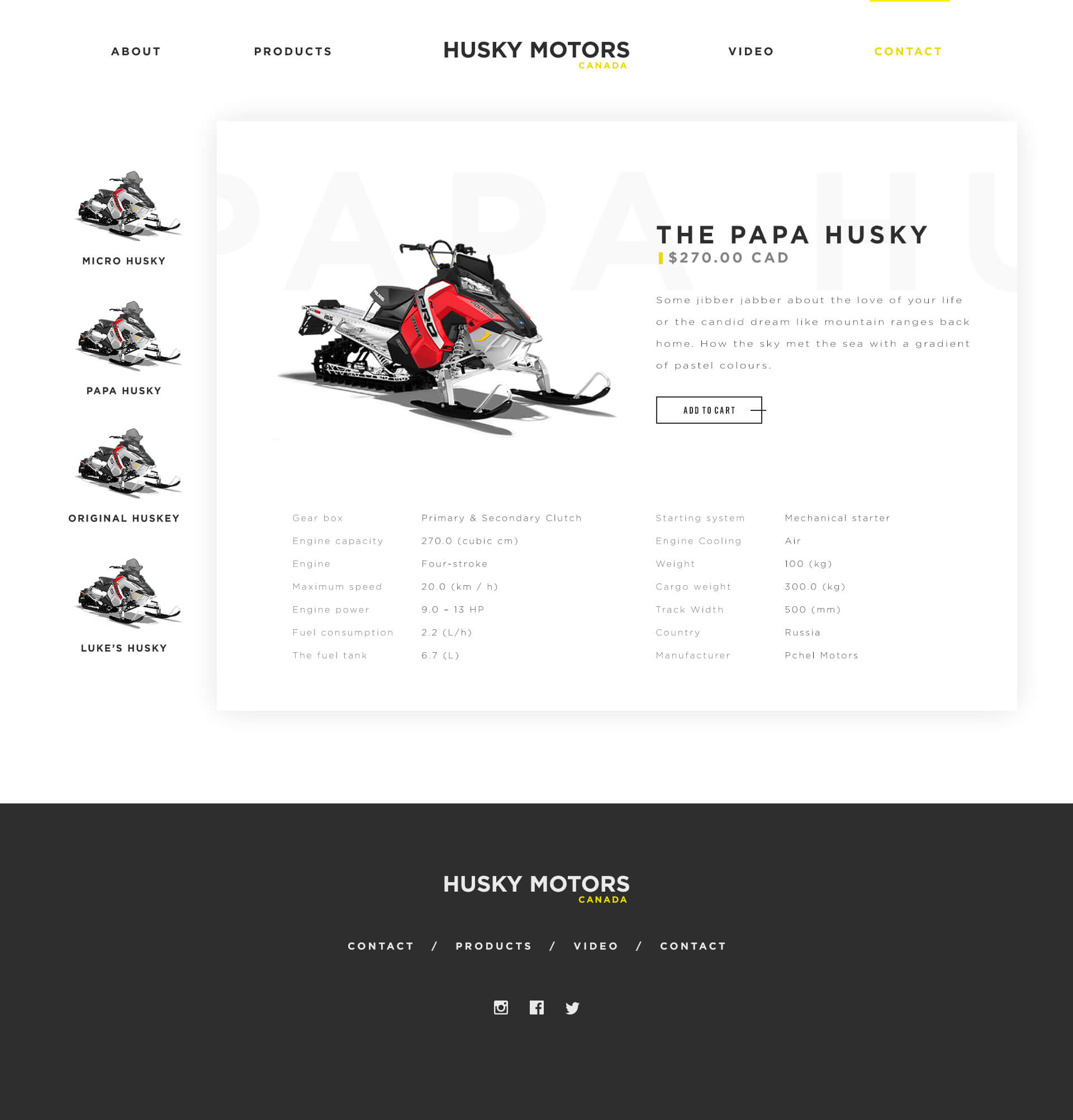 Husky Motors Products Page